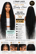 36” Knotless Boho Wigs Black